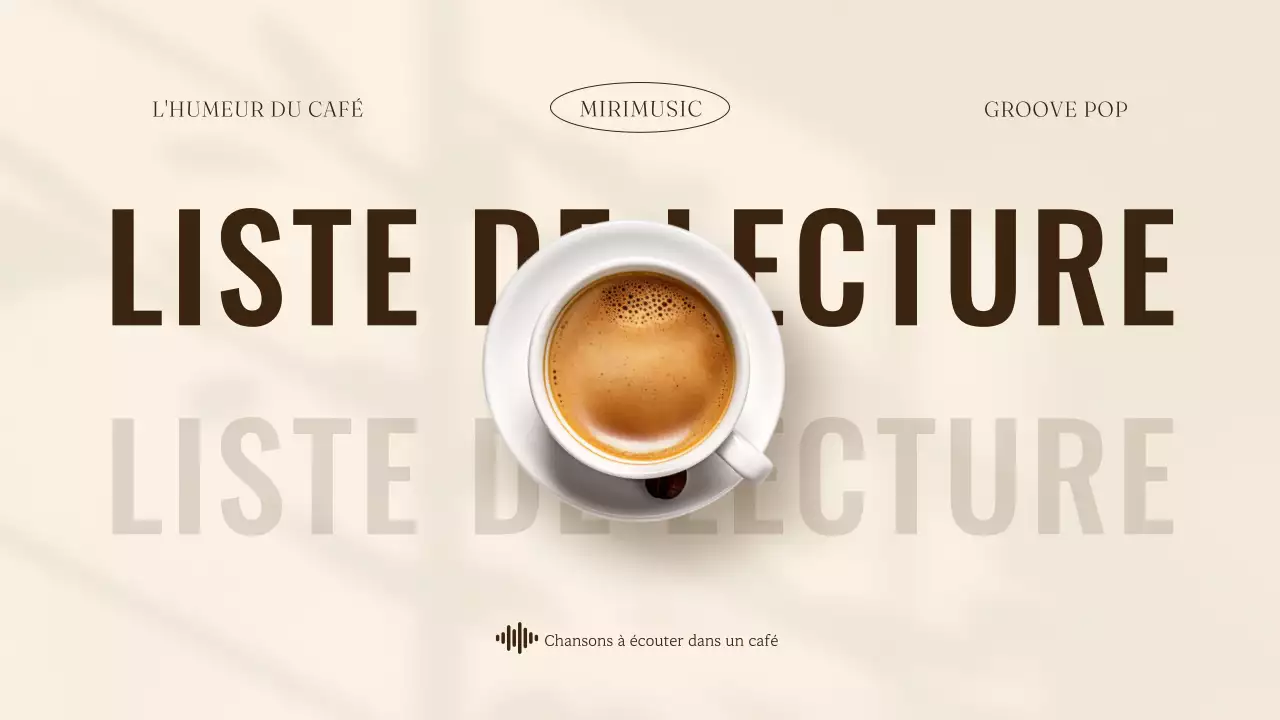 Couverture de liste de lecture simple, inspirée d'un café, en beige et marron