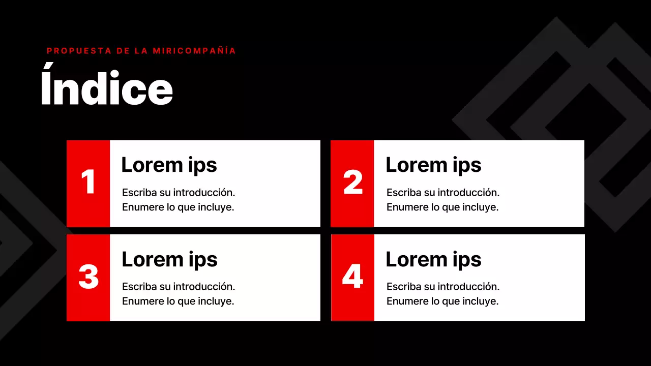 Presentación corporativa sencilla en rojo y negro