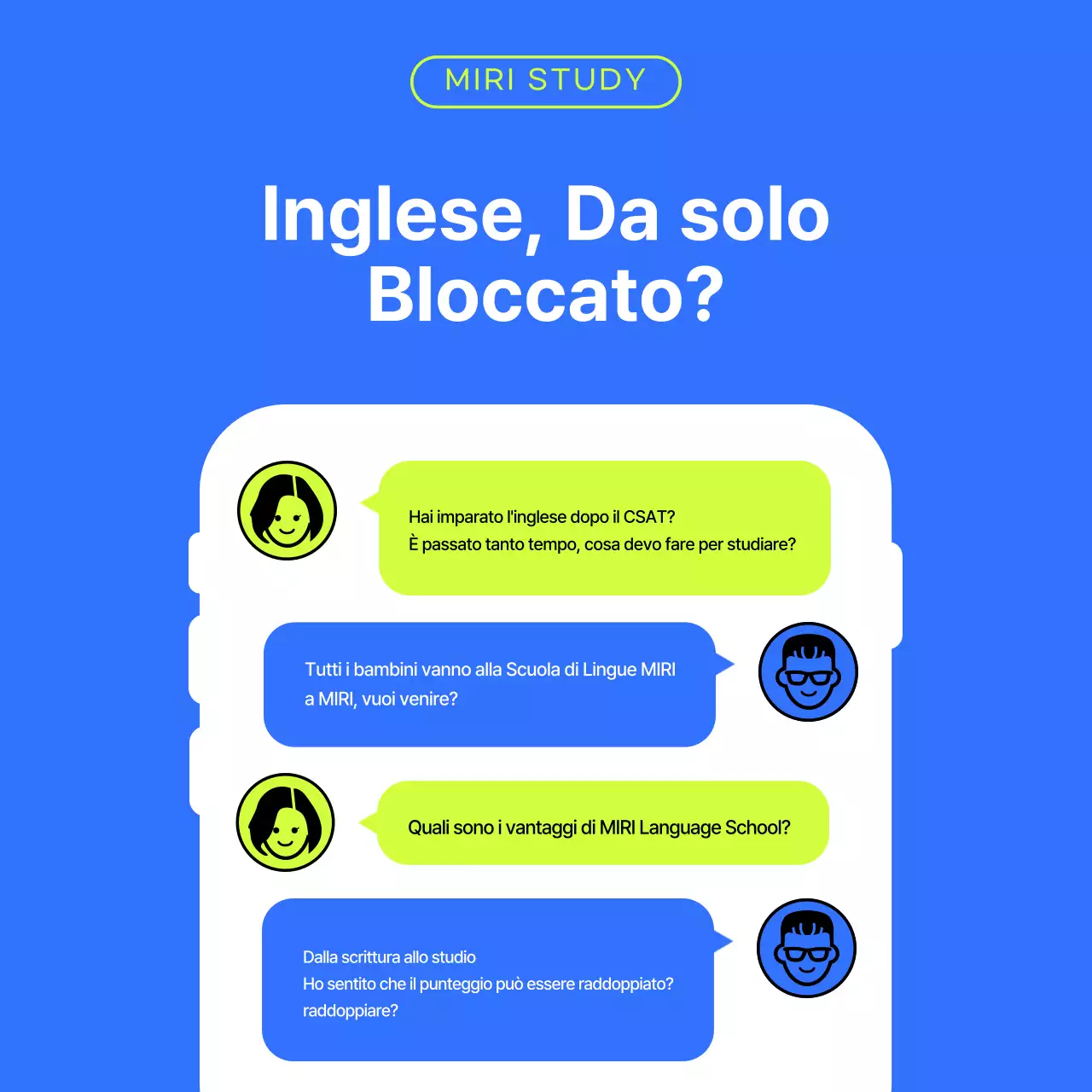 Un semplice prospetto scolastico in verde lime e blu