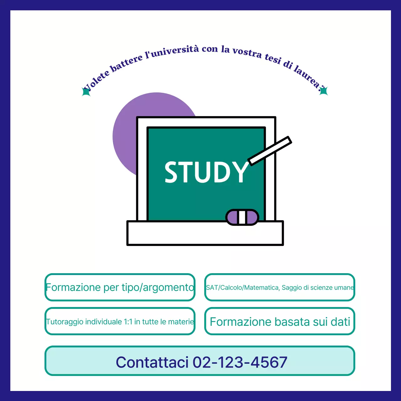 Saggio d'ingresso semplice verde e blu navy promozione scolastica