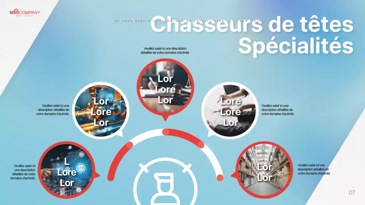 Proposition de chasseur de têtes surlignée en bleu clair et rouge