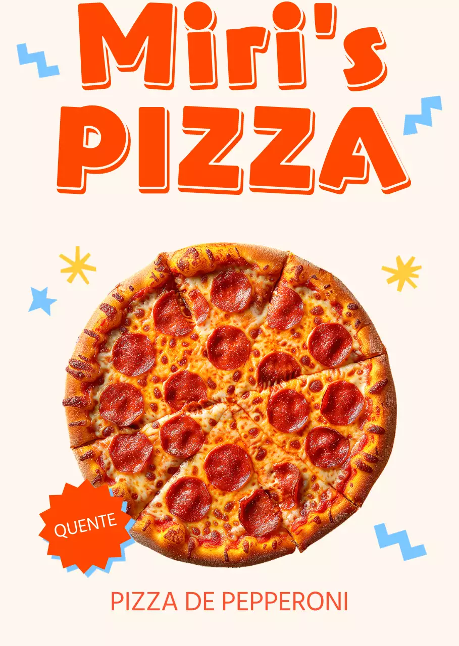 Cartaz tridimensional de pizza com um design pop