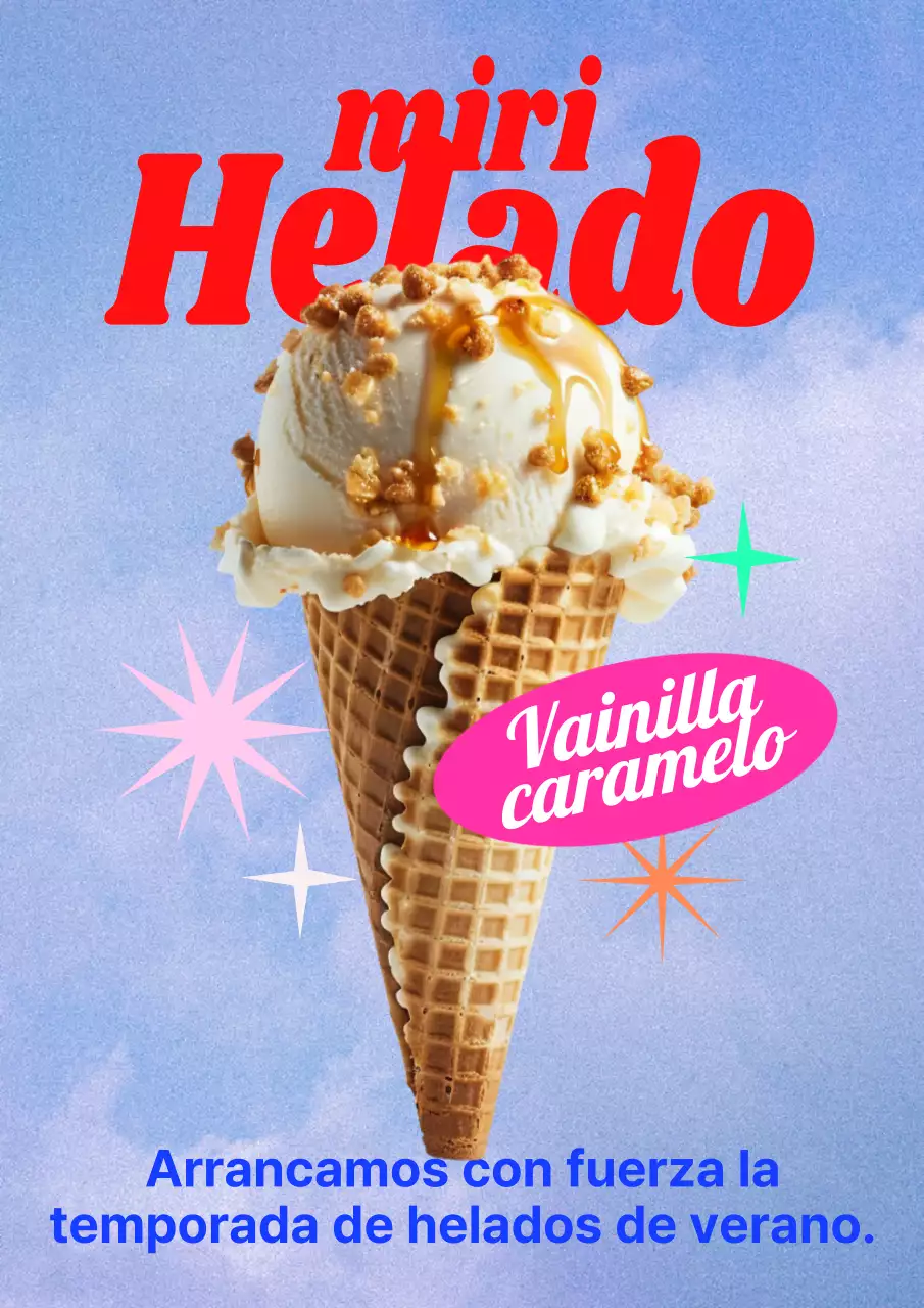Anuncio rojo y kitsch de helados