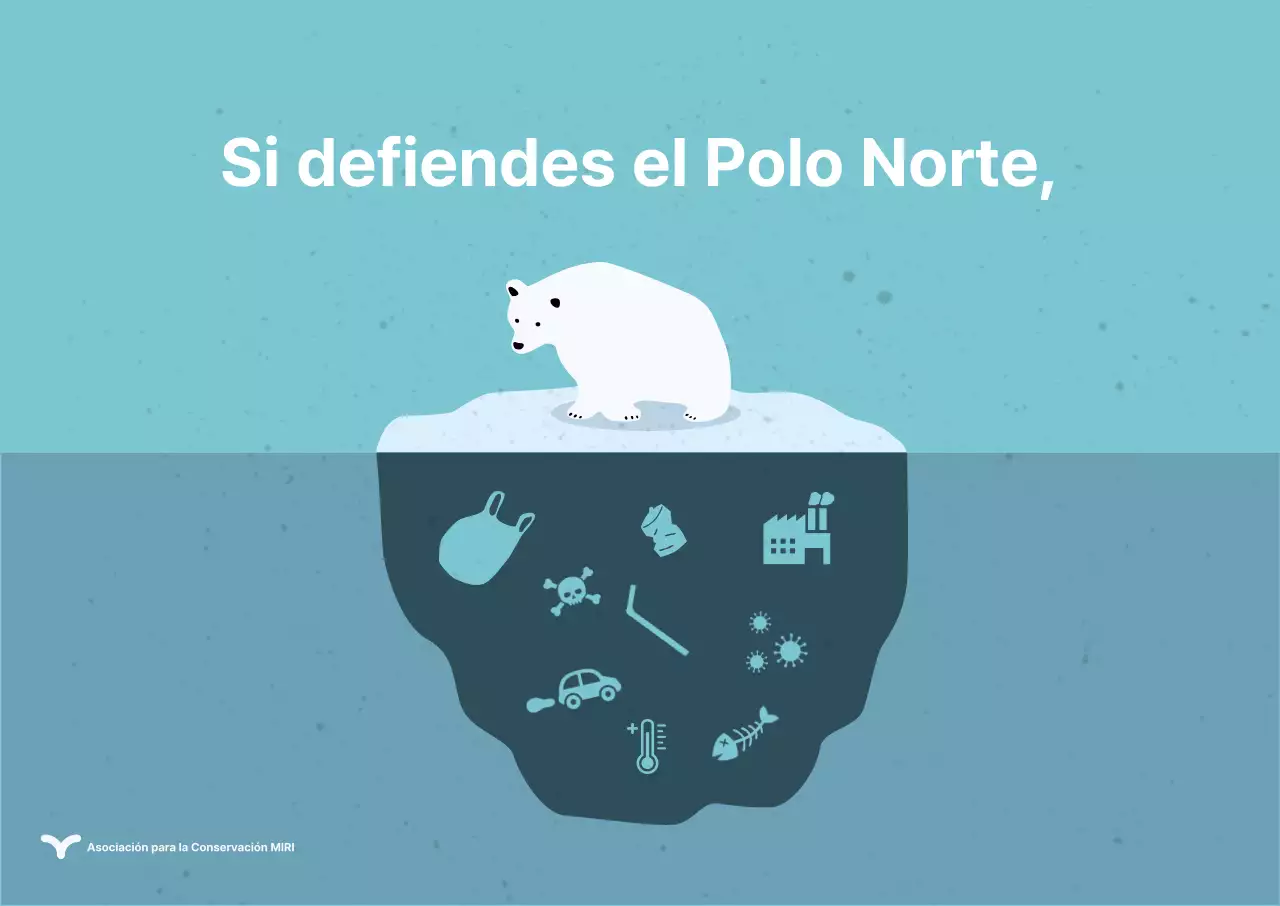 Póster tridimensional de conservación del oso polar con diseño plano