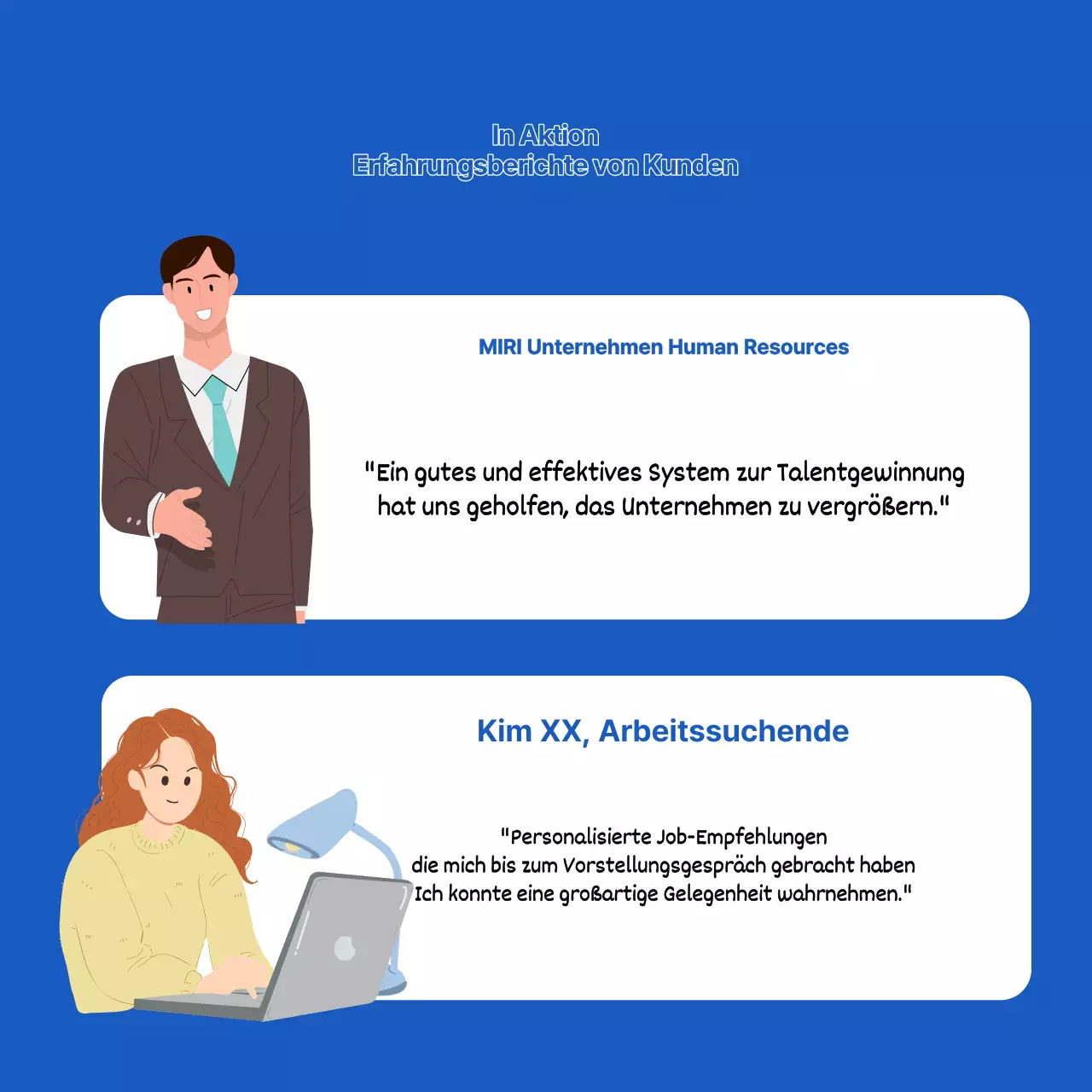 Bewerben Sie Ihre Job-Matching-Plattform mit blauen und weißen Akzenten