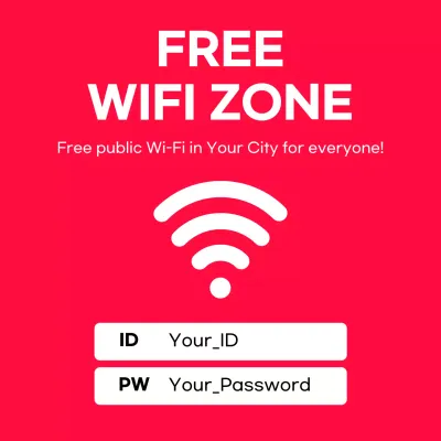 Red Simple Wifi Announcement Social Media Post