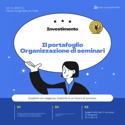 Semplice mazzo di presentazione per seminari di investimento di colore blu e azzurro