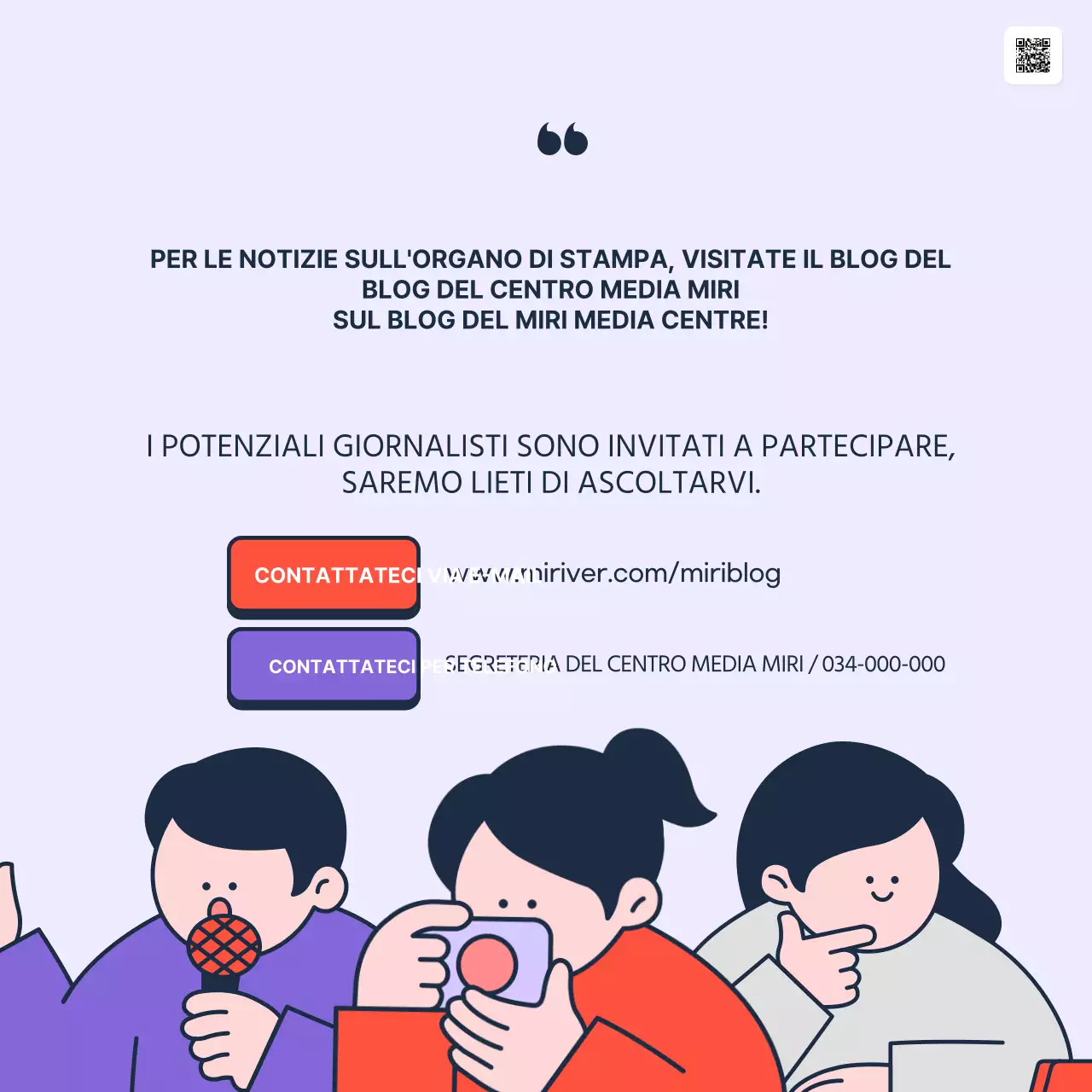 Promuovere il reclutamento di studenti giornalisti di tendenza nei colori malva e rosso.