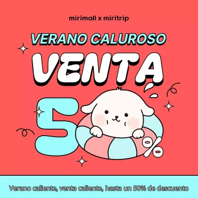 Anuncio pop-art de rebajas de verano en rojo y azul claro