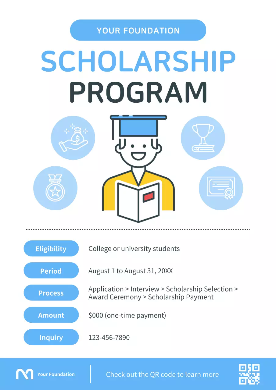 Blue Modern Scholarship Announcement Poster