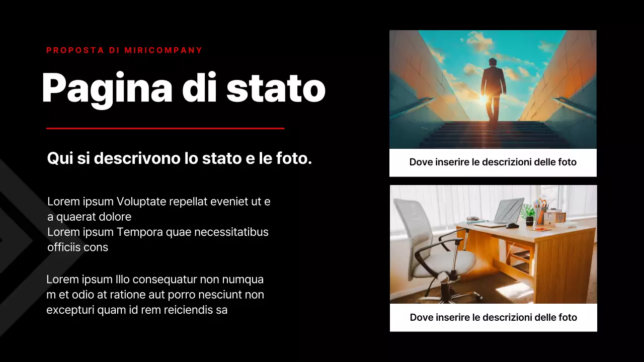 Semplice presentazione aziendale in rosso e nero