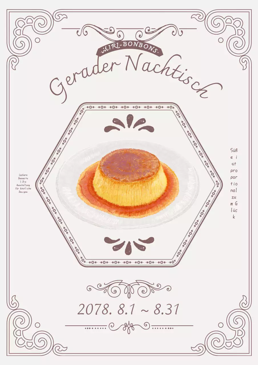 Elfenbeinfarbenes und braunes Vintage-Brot Ausstellung PR