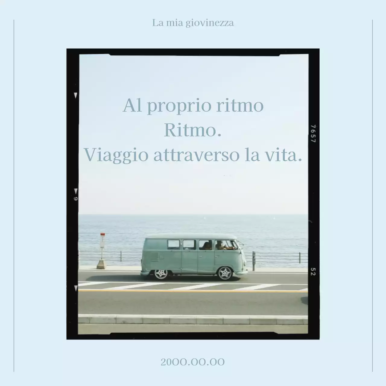 Un post sentimentale minimalista in azzurro e nero