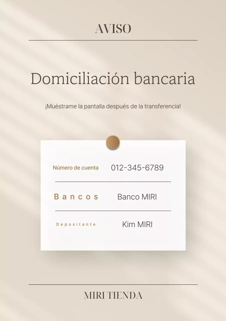 Un sencillo anuncio de depósito directo en beige y marfil