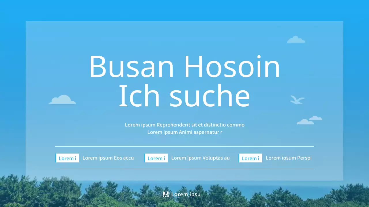 Ein einfacher blau-weißer Reiseführer für Busan