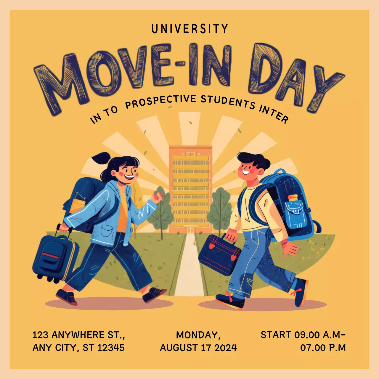 Yellow Retro University Announcement Social Media Post