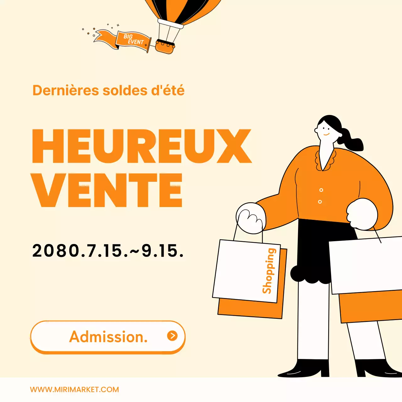 Mignonnes publicités orange et jaunes pour des réductions.