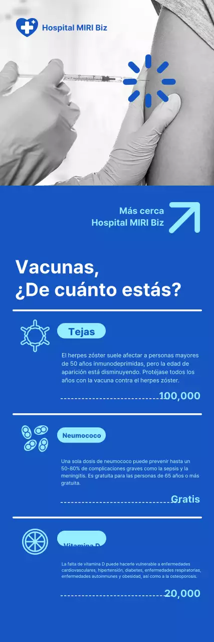 Vacunas hospitalarias sobre fondo azul limpio