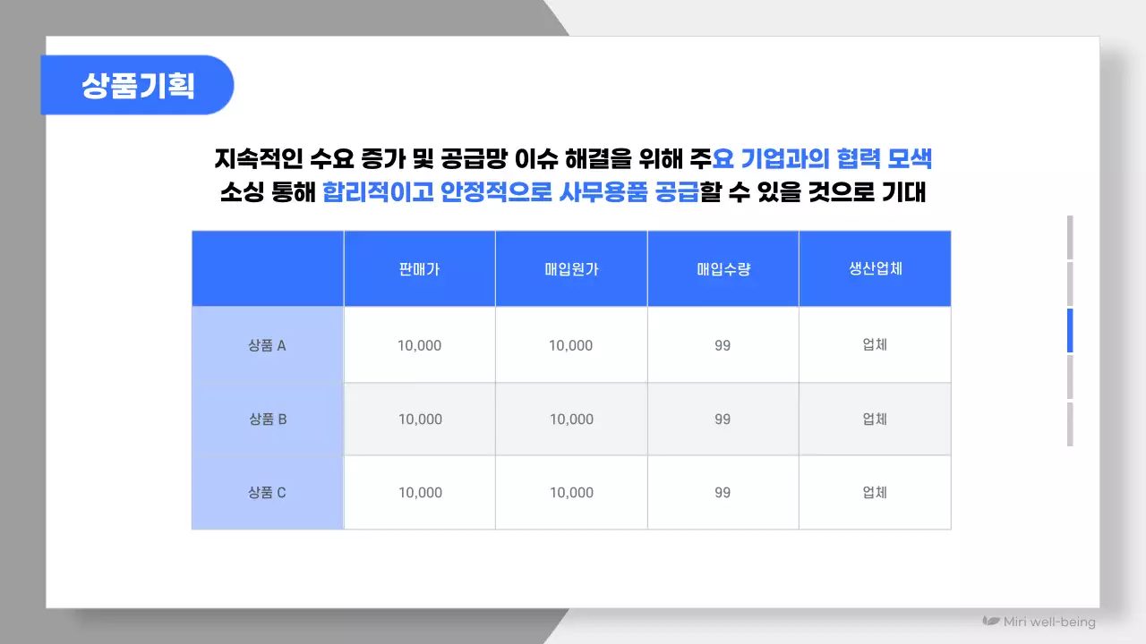 파랑과 하늘색의 심플한 웰빙 상품 제안서