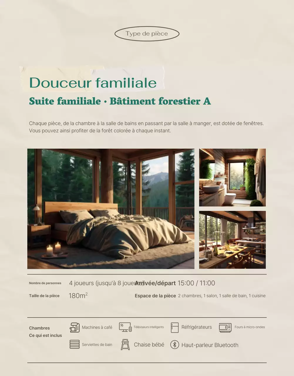 Vert et beige, une retraite estivale confortable pour les sens