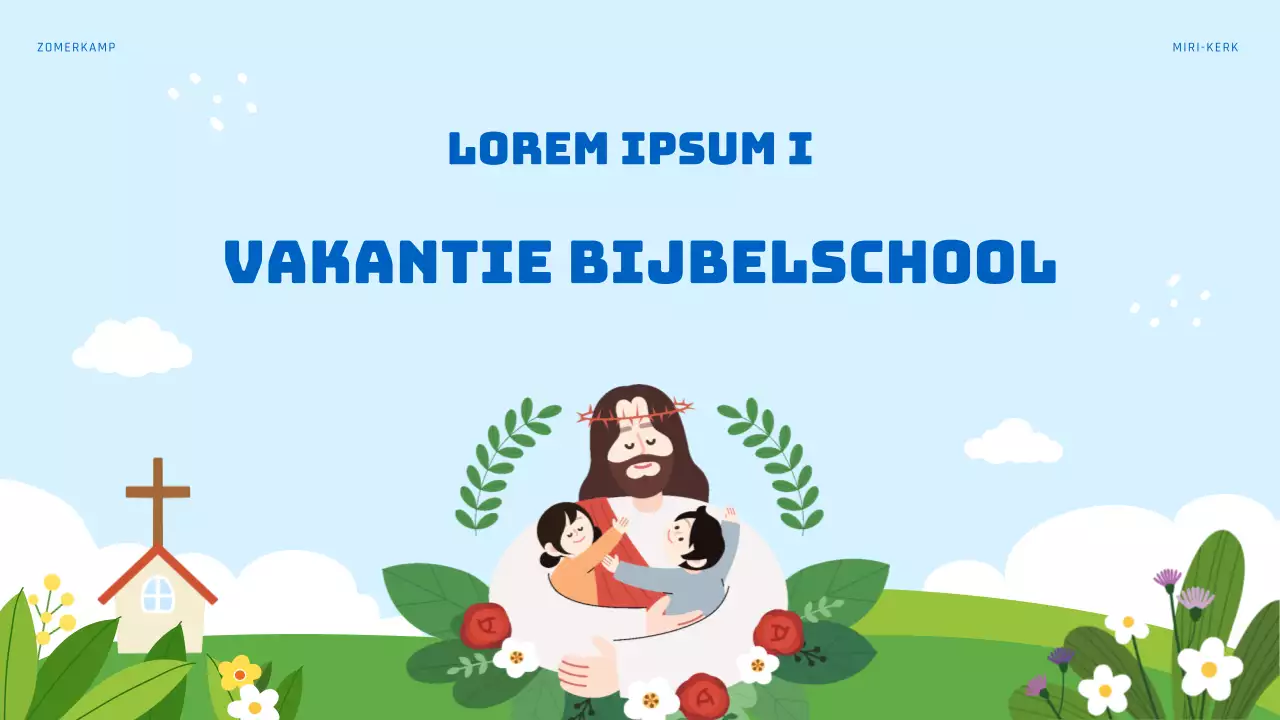 Lichtblauwe en groene middelen voor de zomerbijbelschool