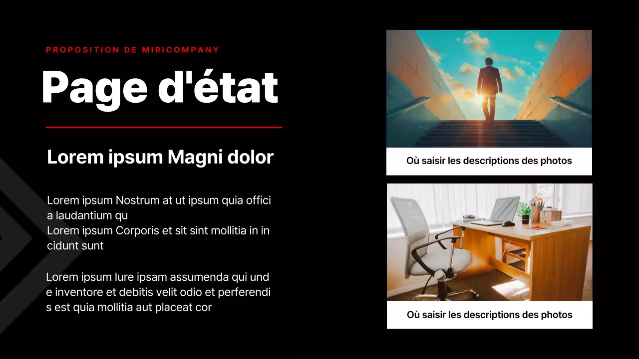 Présentation d'entreprise simple en rouge et noir