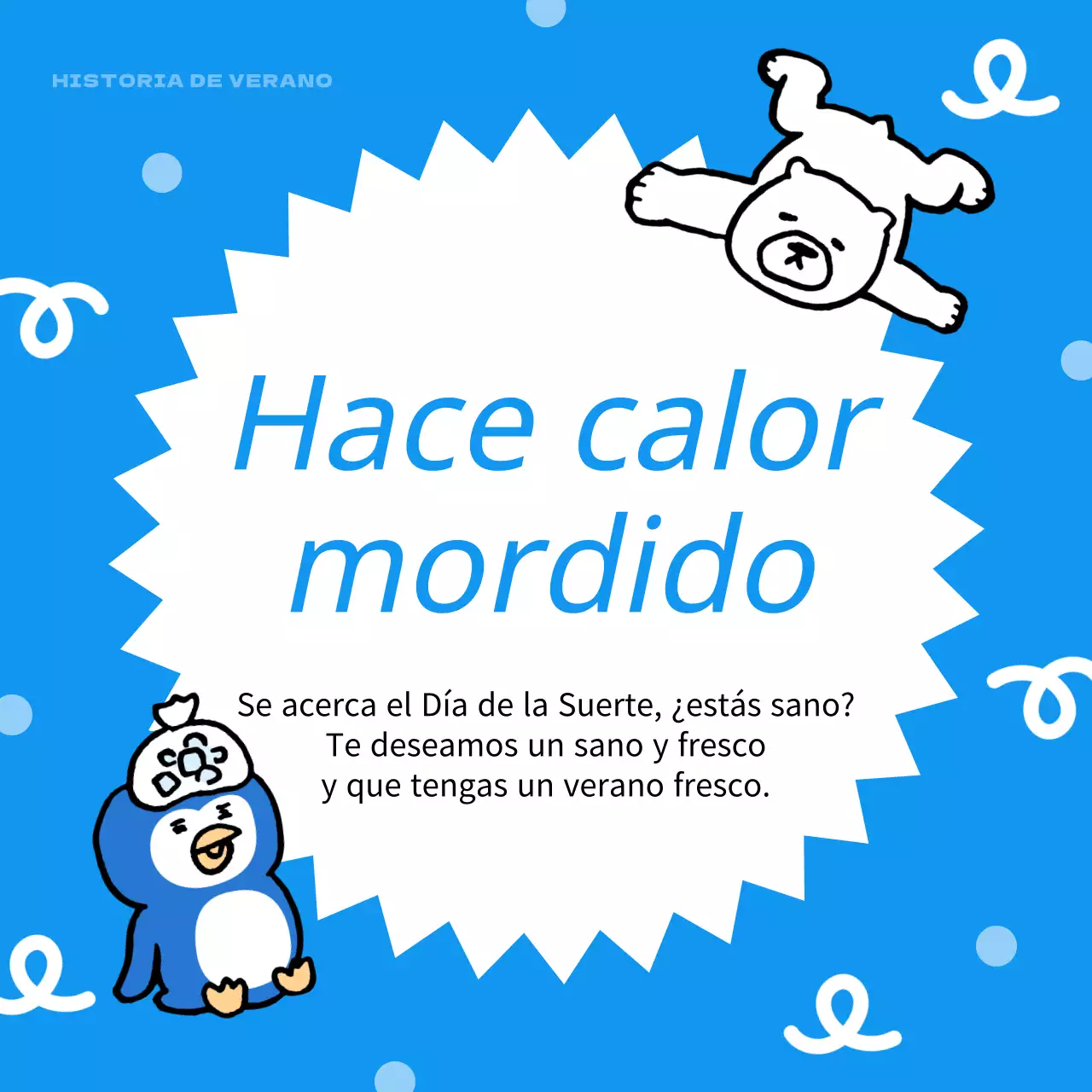 Una bonita tarjeta de felicitación veraniega en azul y blanco