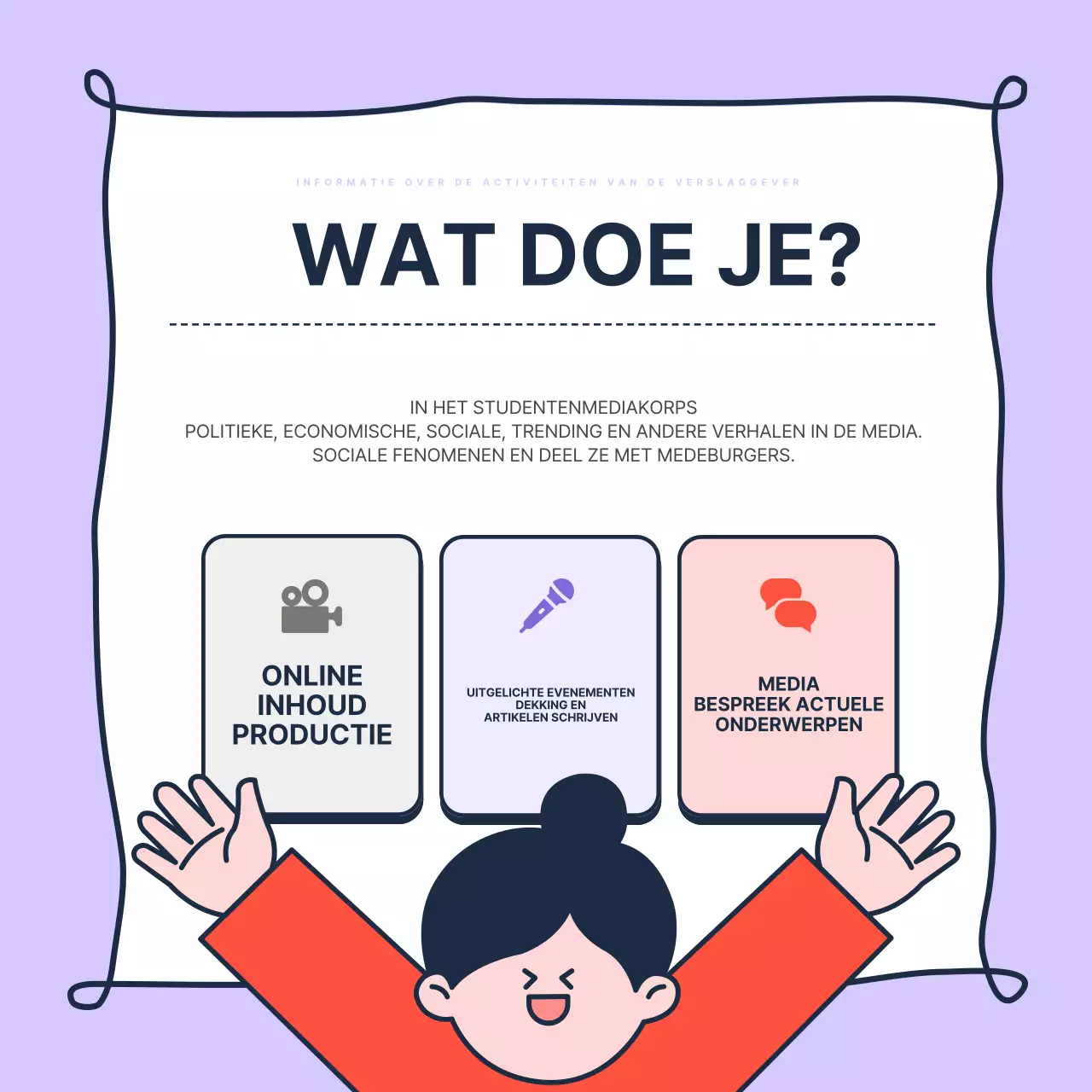 Bevorder de werving van trendy student media journalisten in mauve en rood