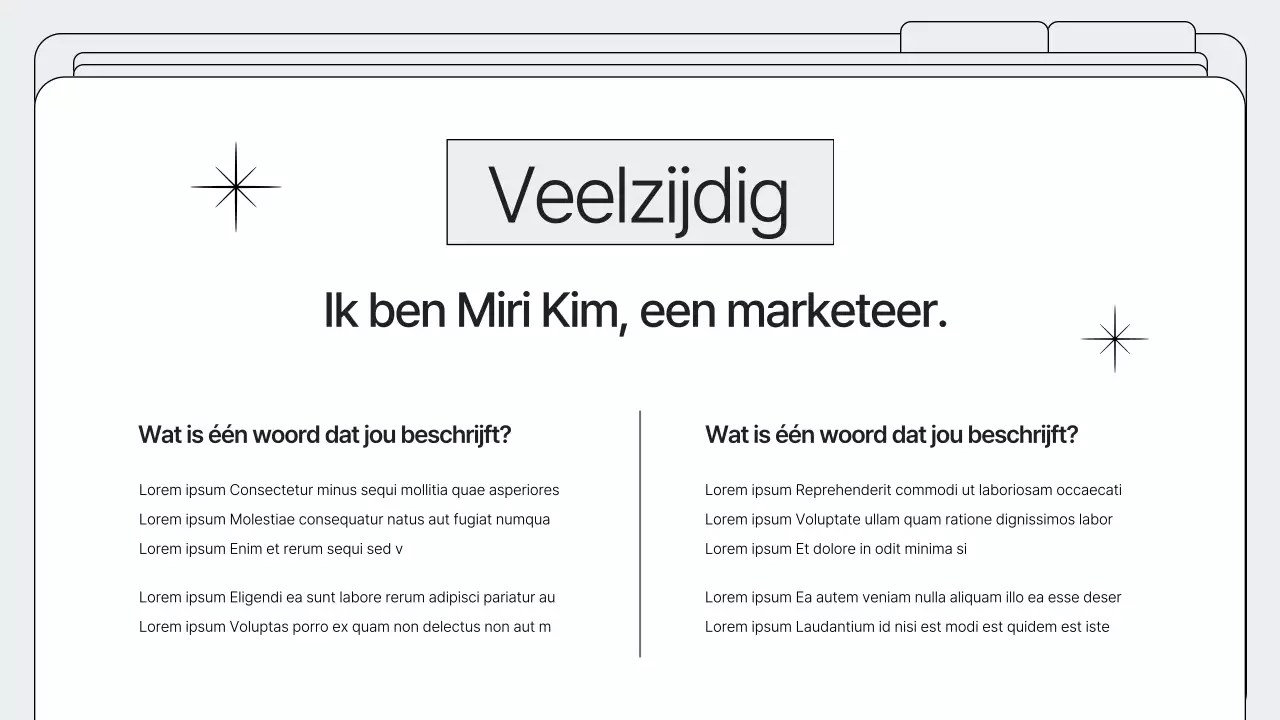 Portfolio met eenvoudig mappenframe in wit