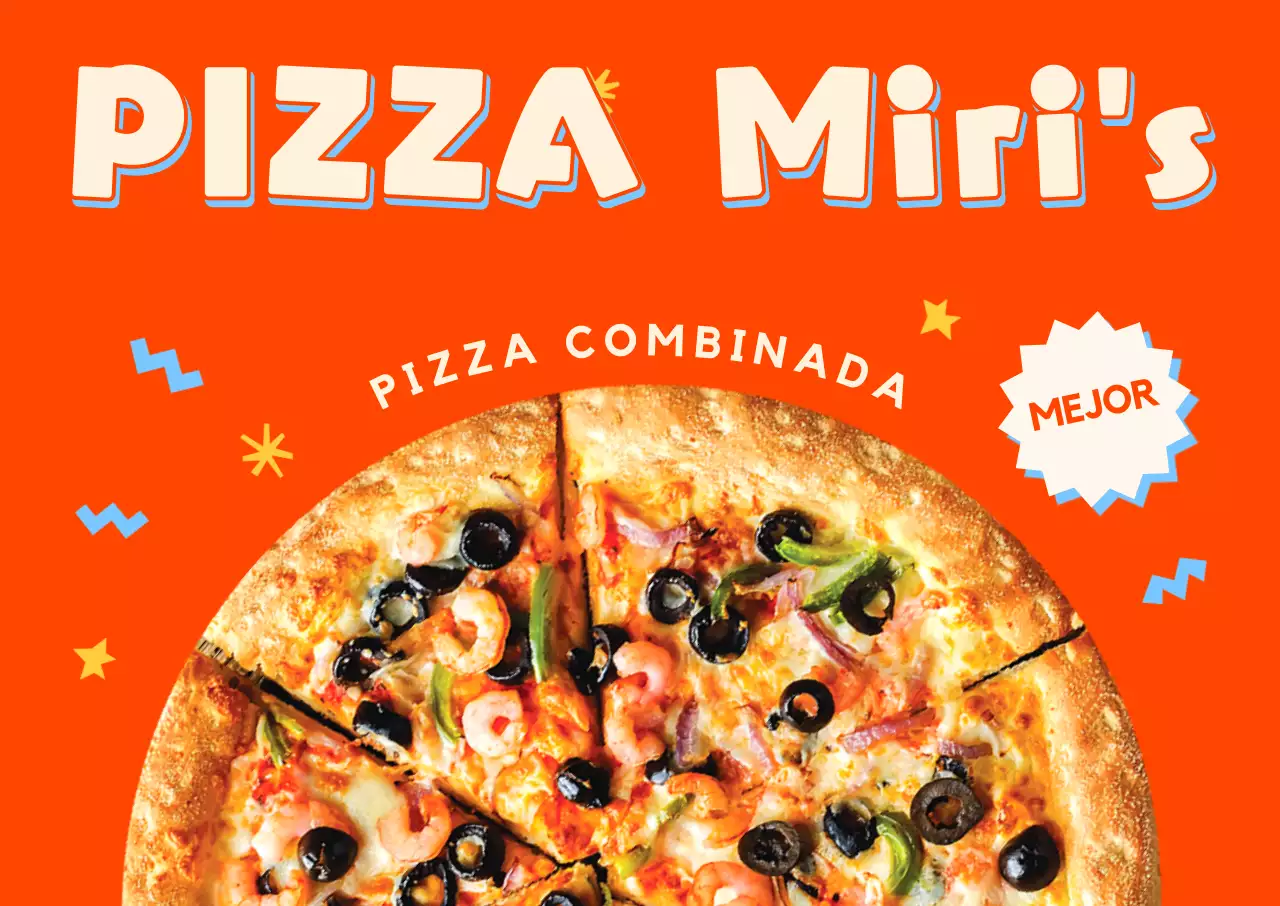 Cartel tridimensional de pizza con diseño pop