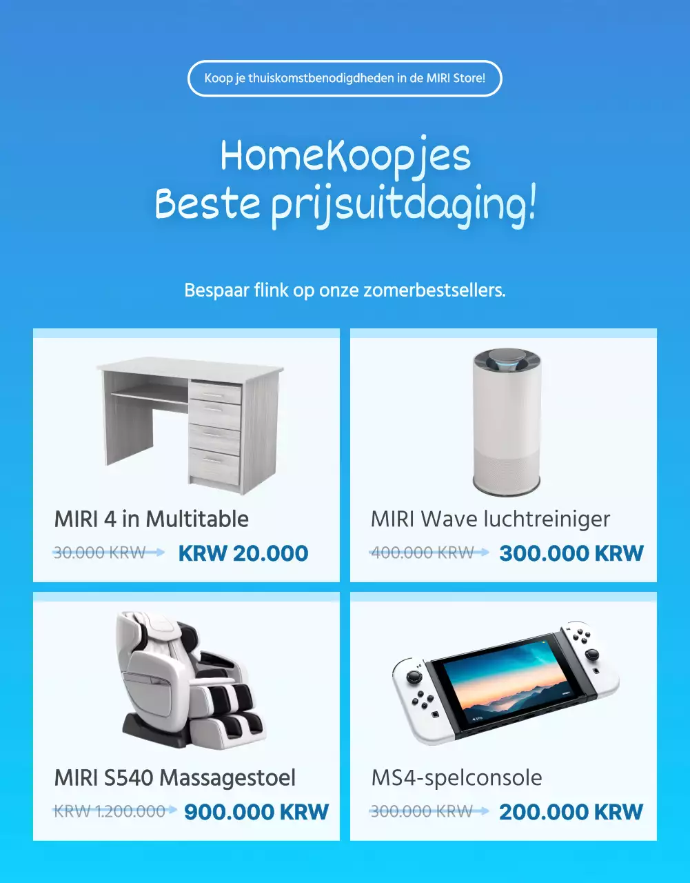 Promoot een moderne zomeruitverkoop in blauw en hemelsblauw