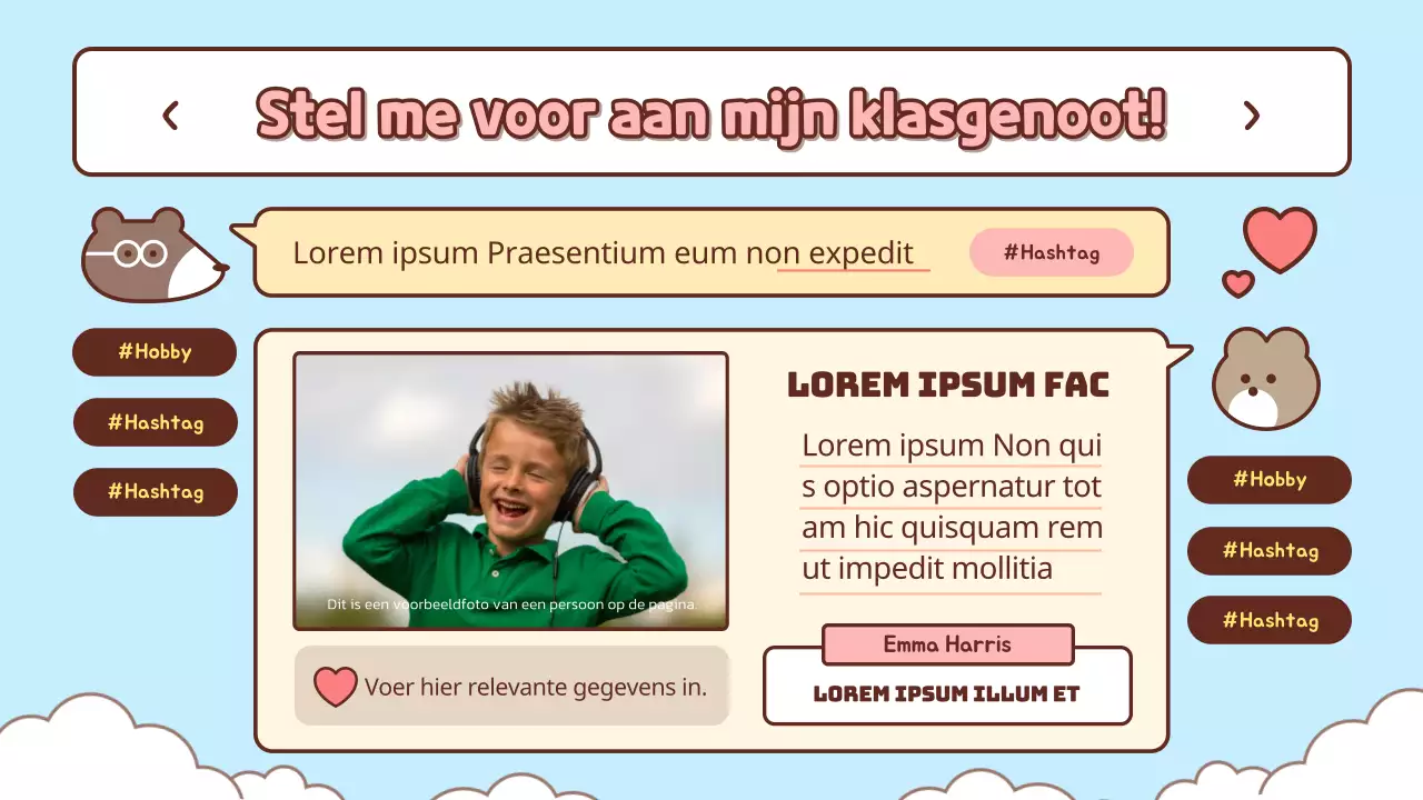 Schattig lichtblauw en roze inleidend lesmateriaal