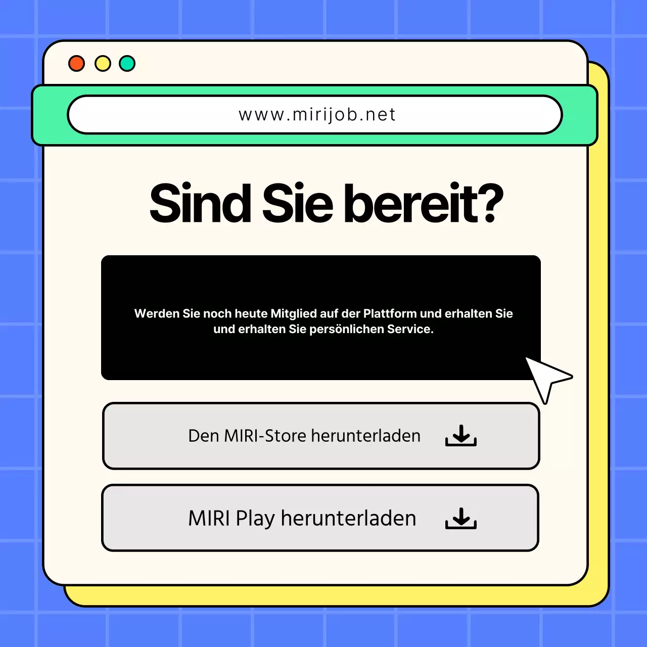Trendiges Bewerbungsanschreiben in Gelb und Blau