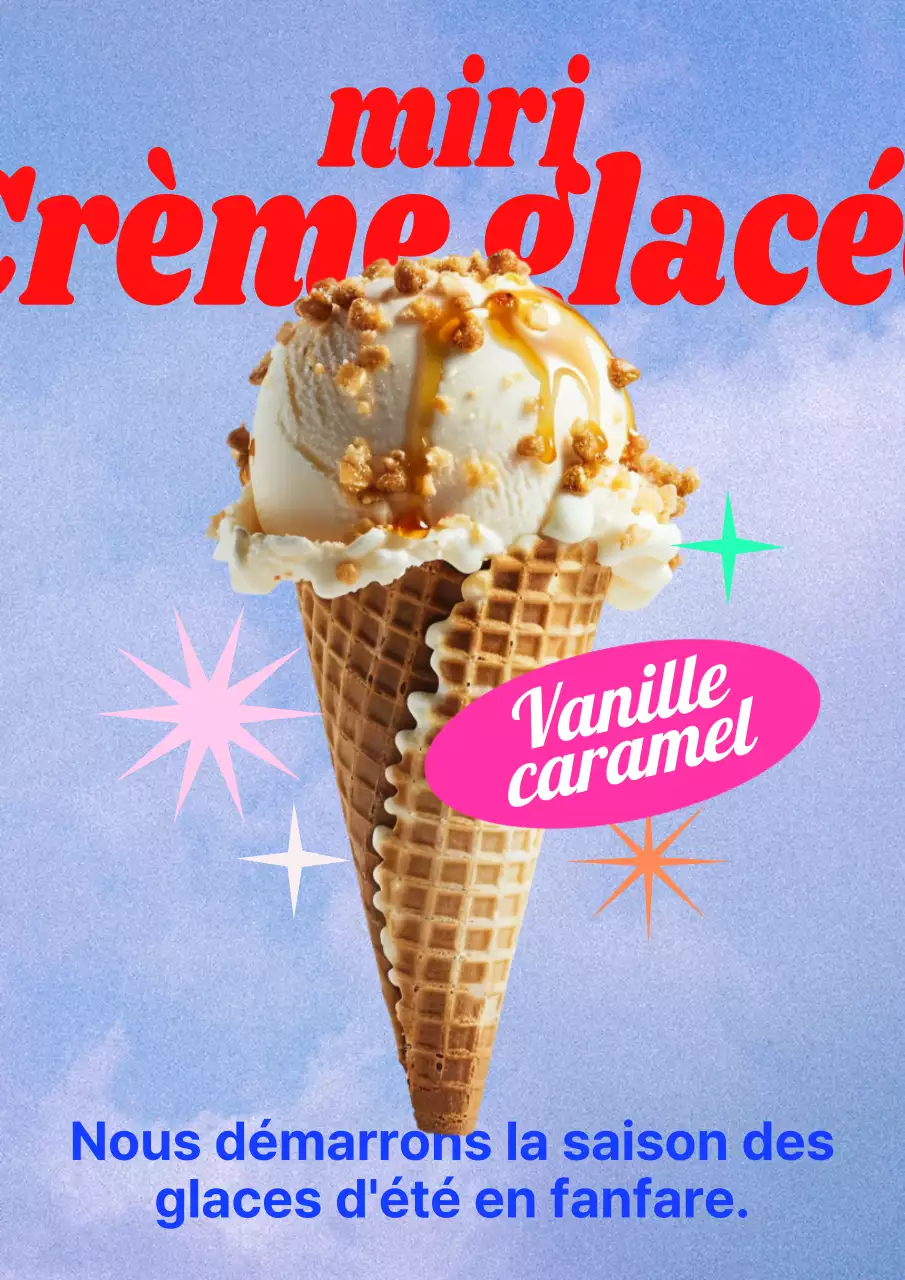 Publicité pour une glace rouge et kitsch