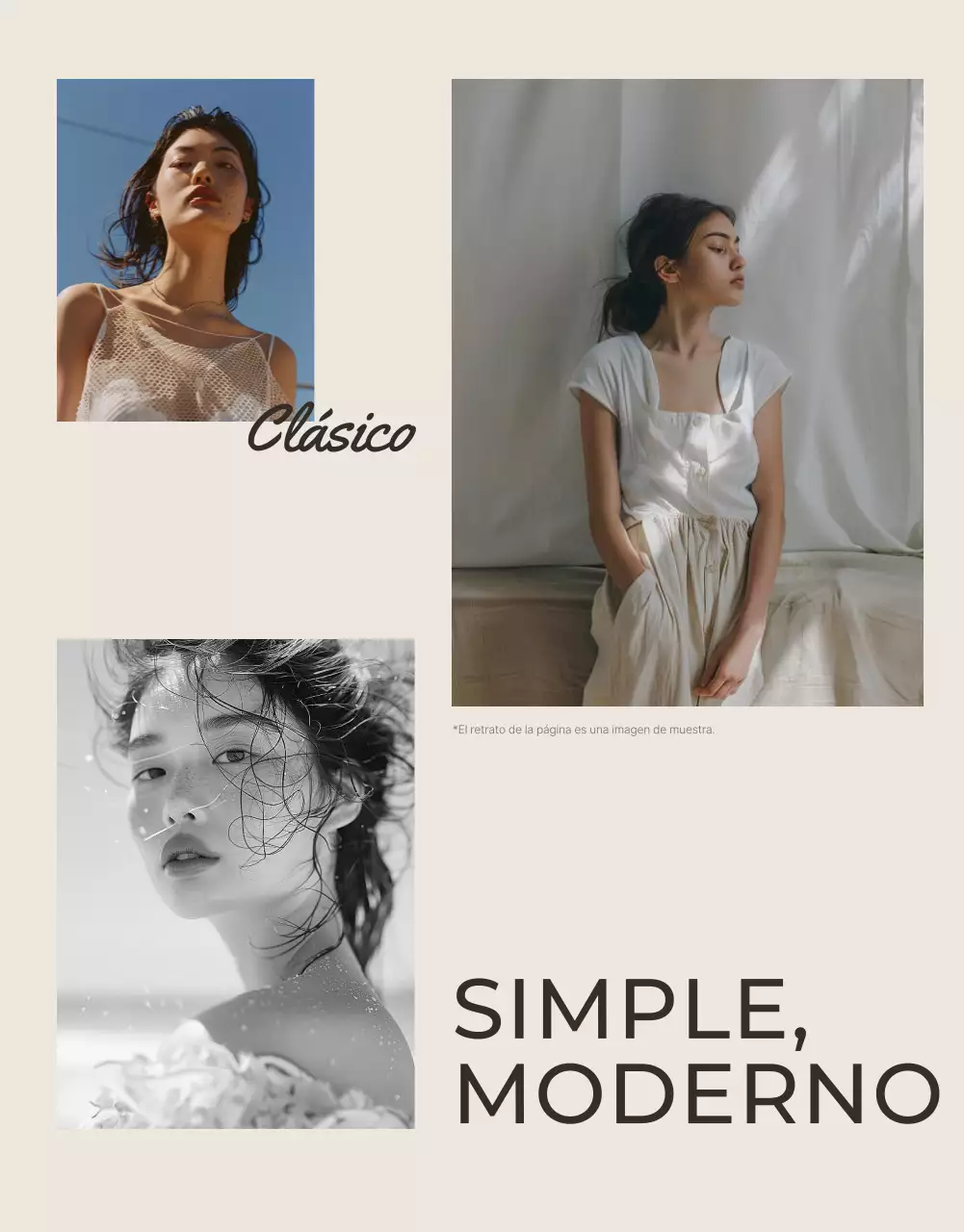 Anuncio de moda sencillo en beige