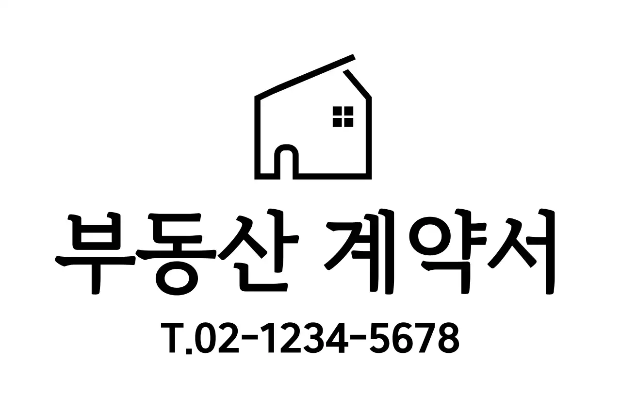 집 형태의 라인 일러스트의 부동산 계약 로고