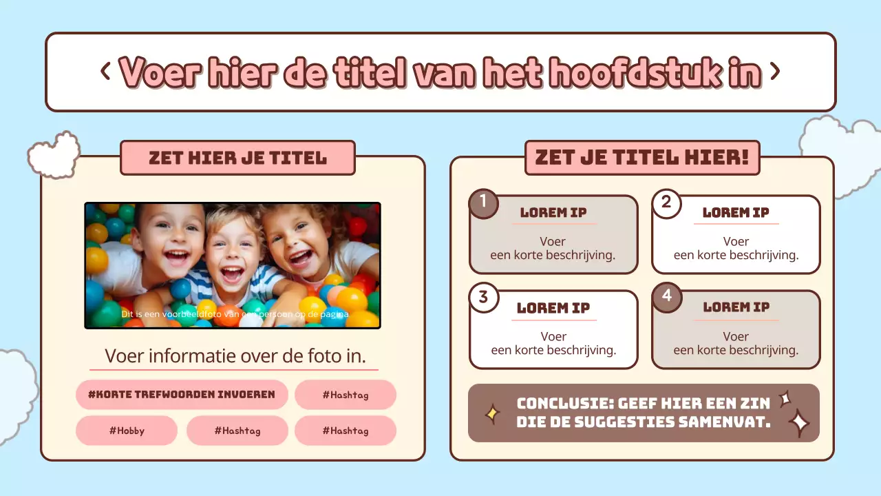 Schattig lichtblauw en roze inleidend lesmateriaal