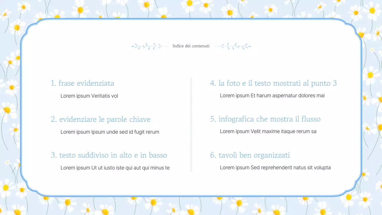 Semplici fiori estivi con presentazione in azzurro e giallo