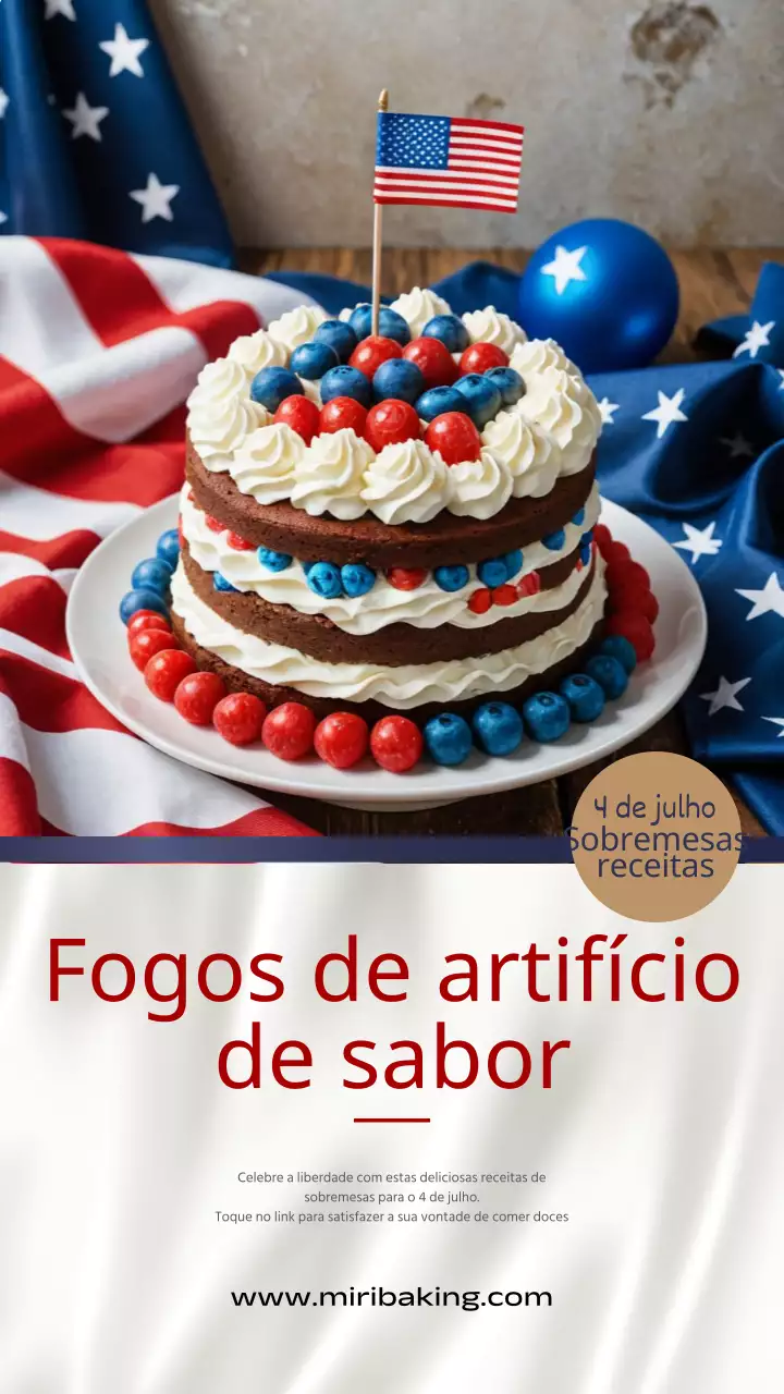 Uma receita moderna de sobremesa de 4 de julho em vermelho e azul