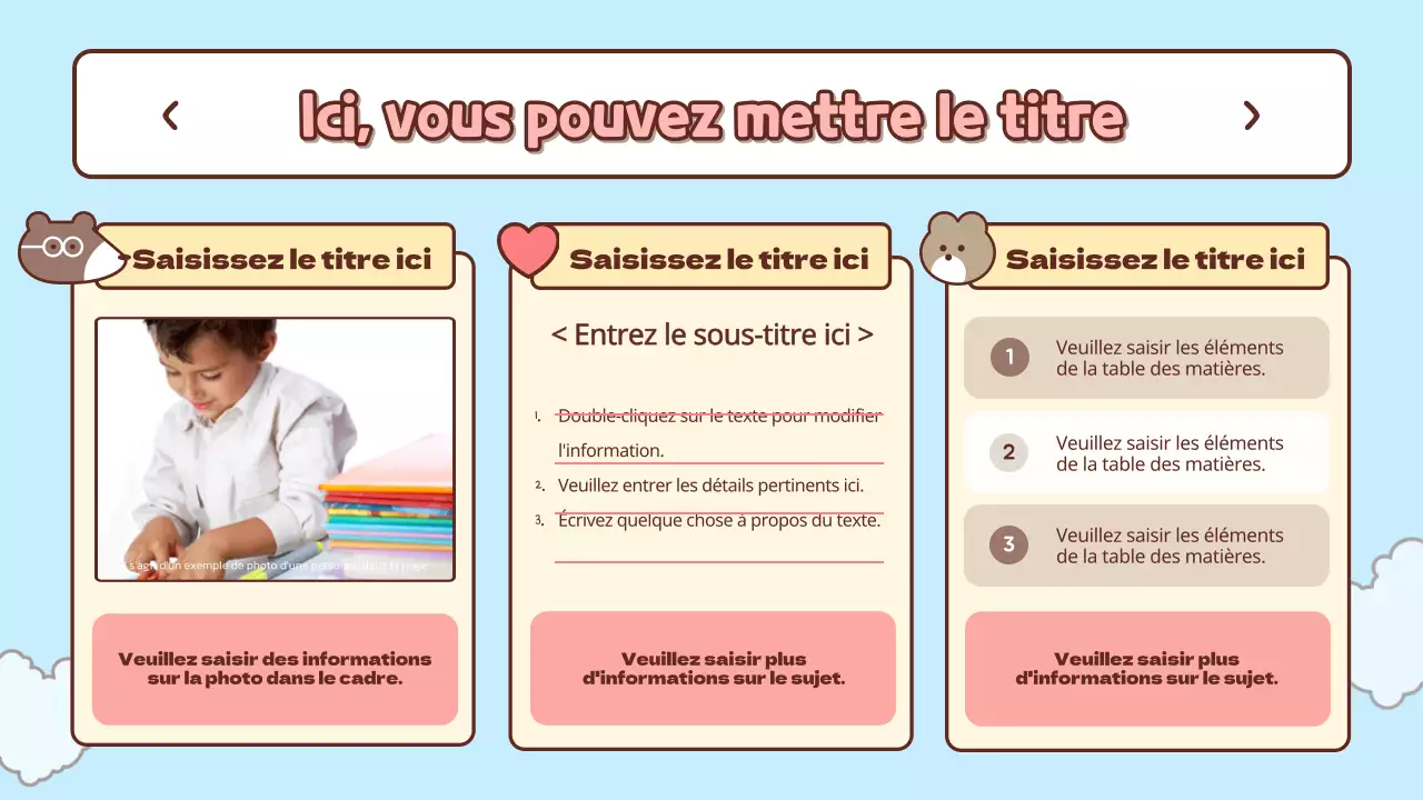 Matériel d'initiation mignon bleu clair et rose