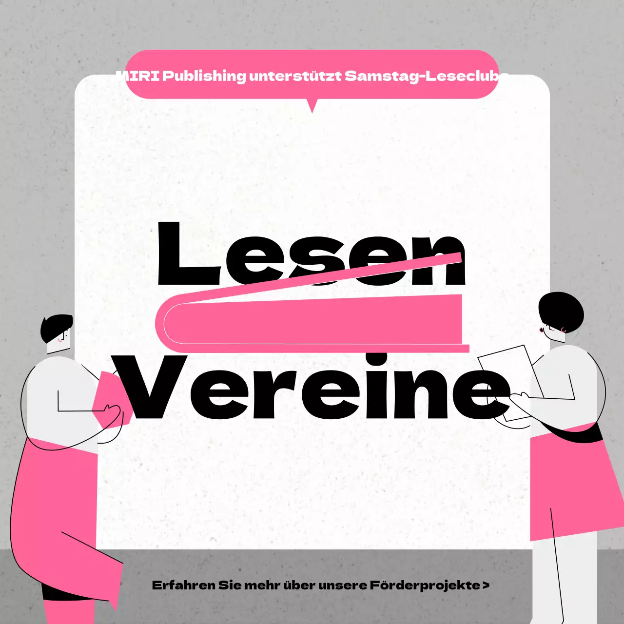 Moderne Buchclubanzeige in Rosa und Grau