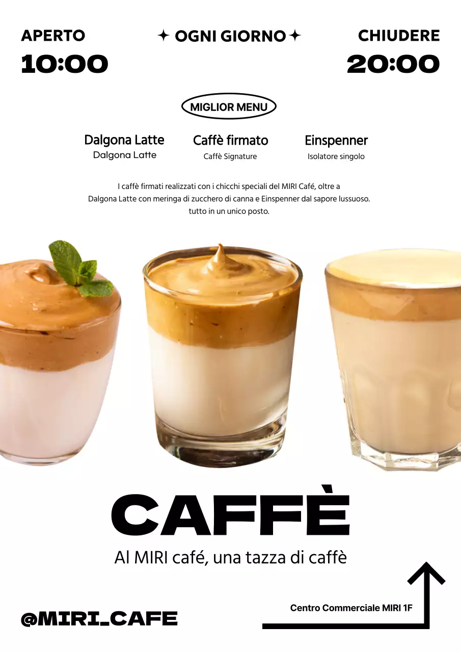 Promuovete il menu del vostro caffè in uno stile moderno