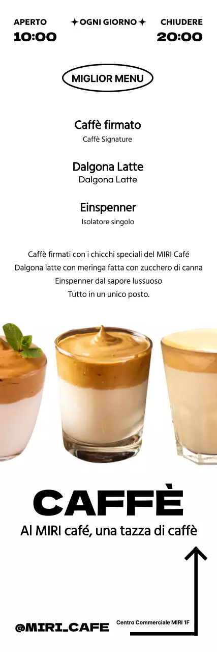 Promuovete il menu del vostro caffè in uno stile moderno