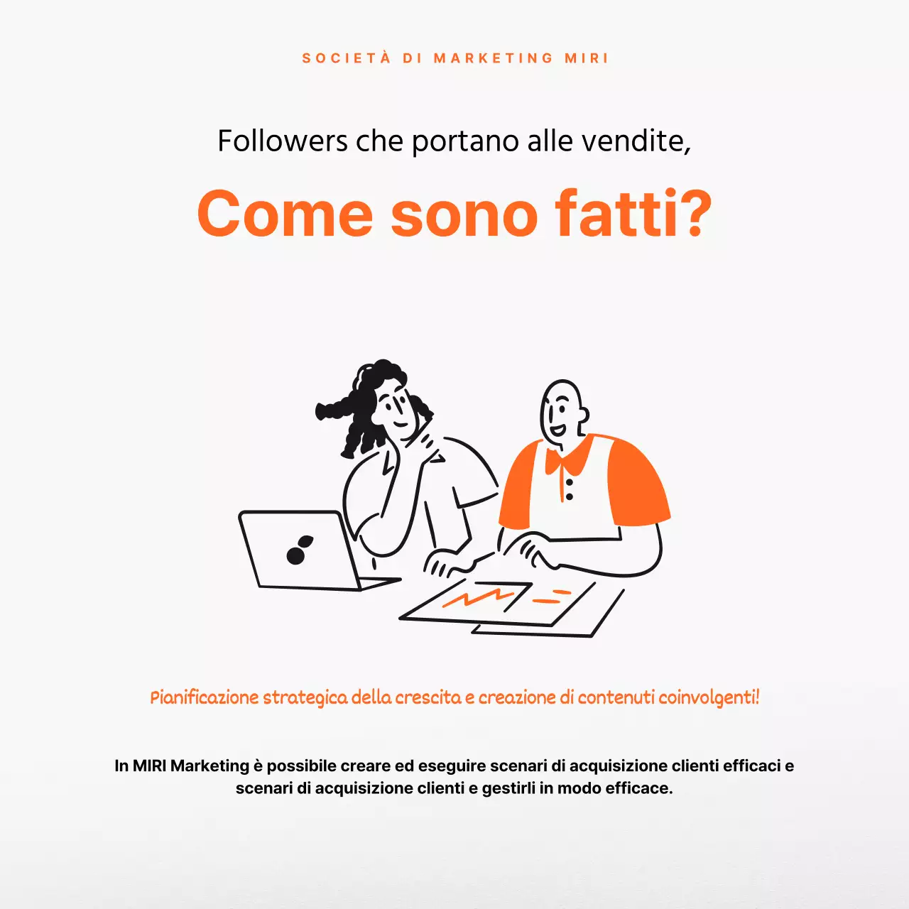 Promuovete la vostra consulenza di marketing in arancione e nero