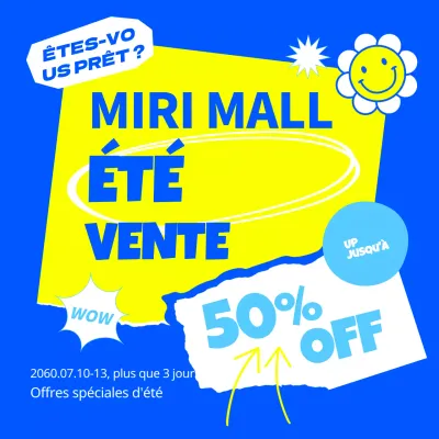 Promouvoir une vente kitsch en jaune et bleu
