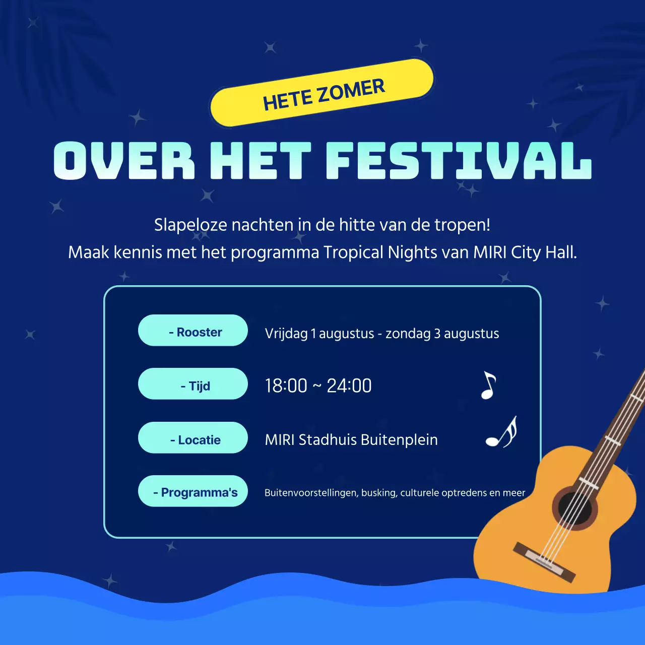Promoot vakantiefeesten met vleugjes marineblauw en geel