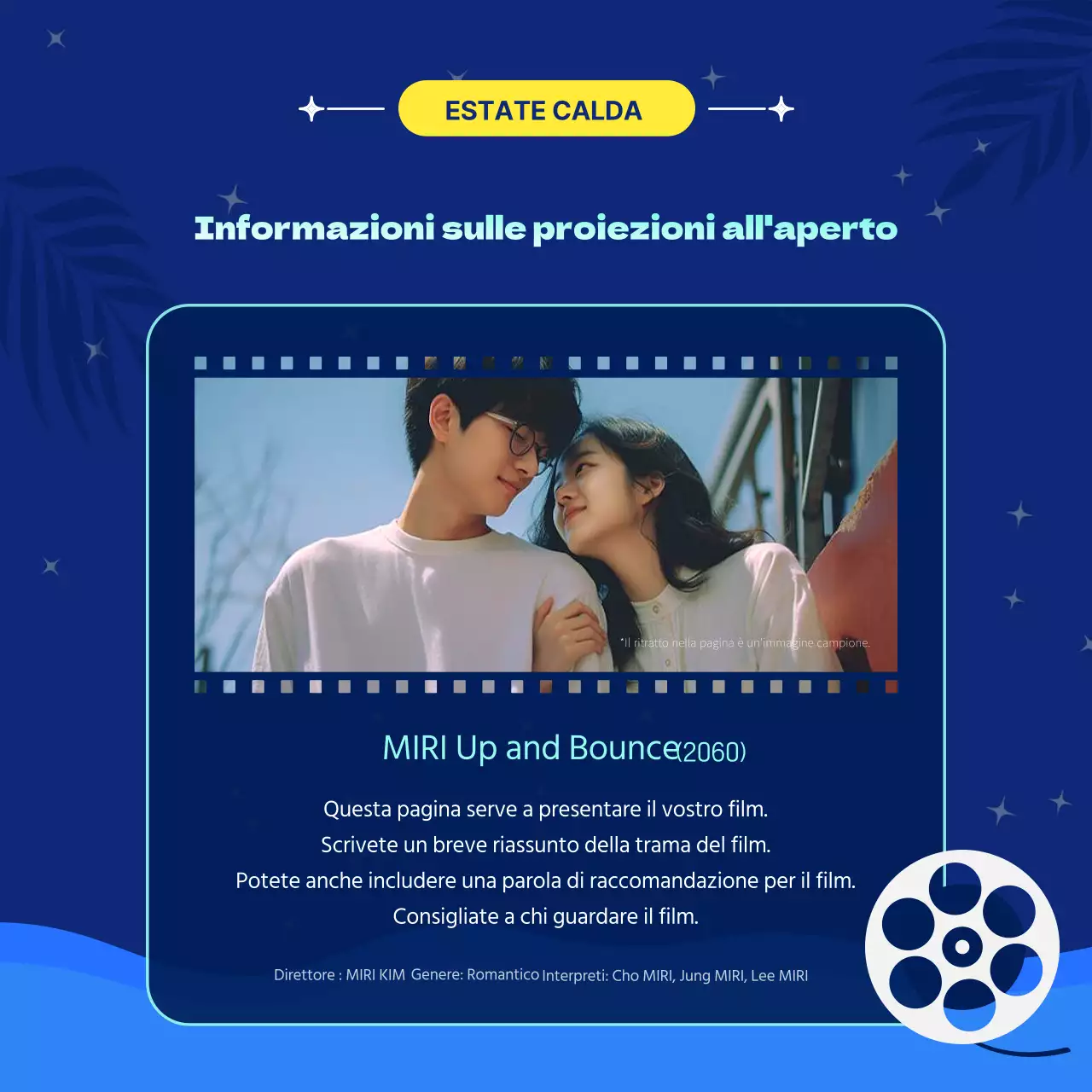 Promuovete le festività natalizie con i toni del giallo e del blu.