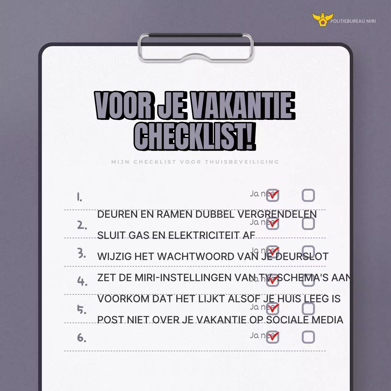 Een trendy veiligheidscampagne tegen vakantiediefstal in beige en grijs