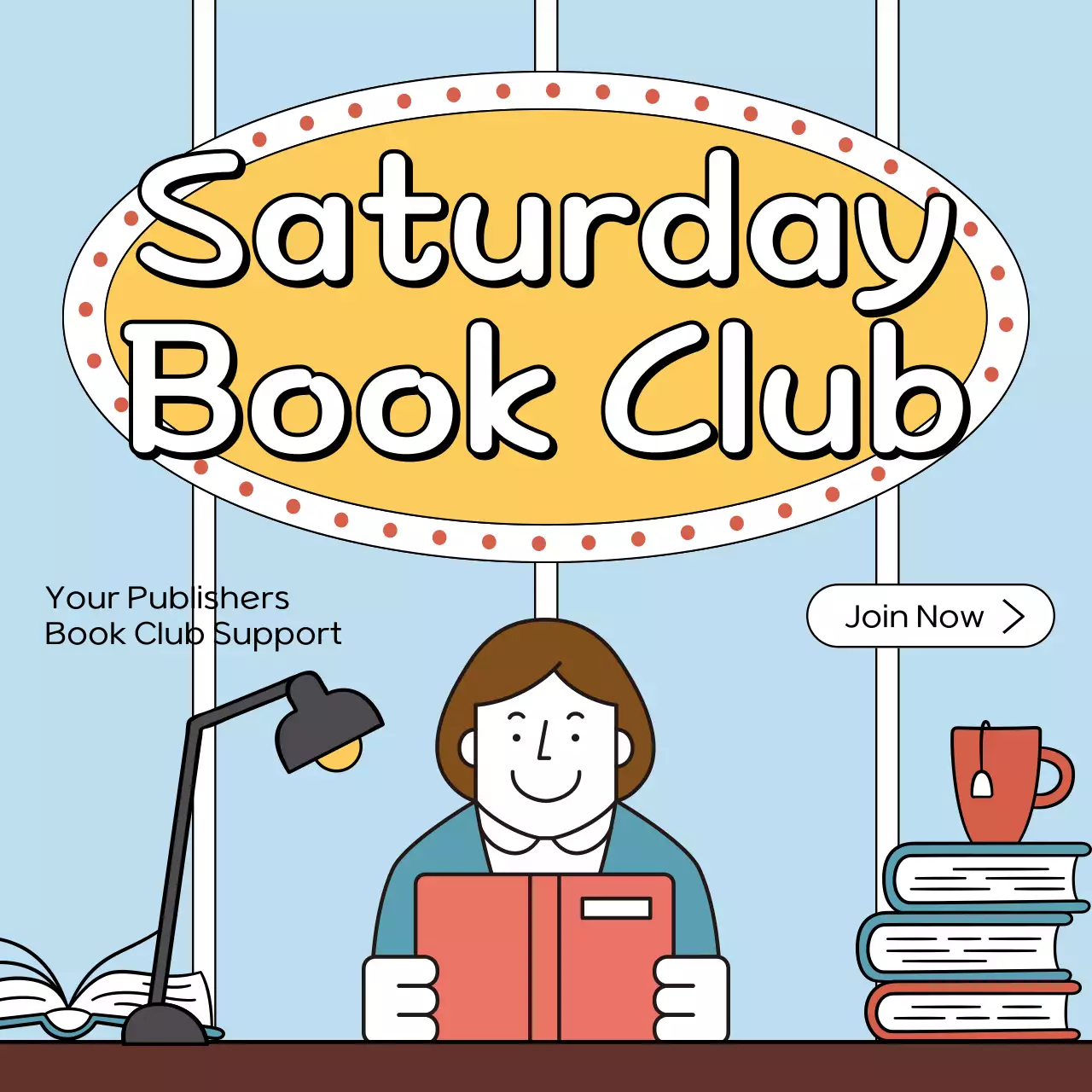 Yellow Simple Book Club Invitation Social Media Post