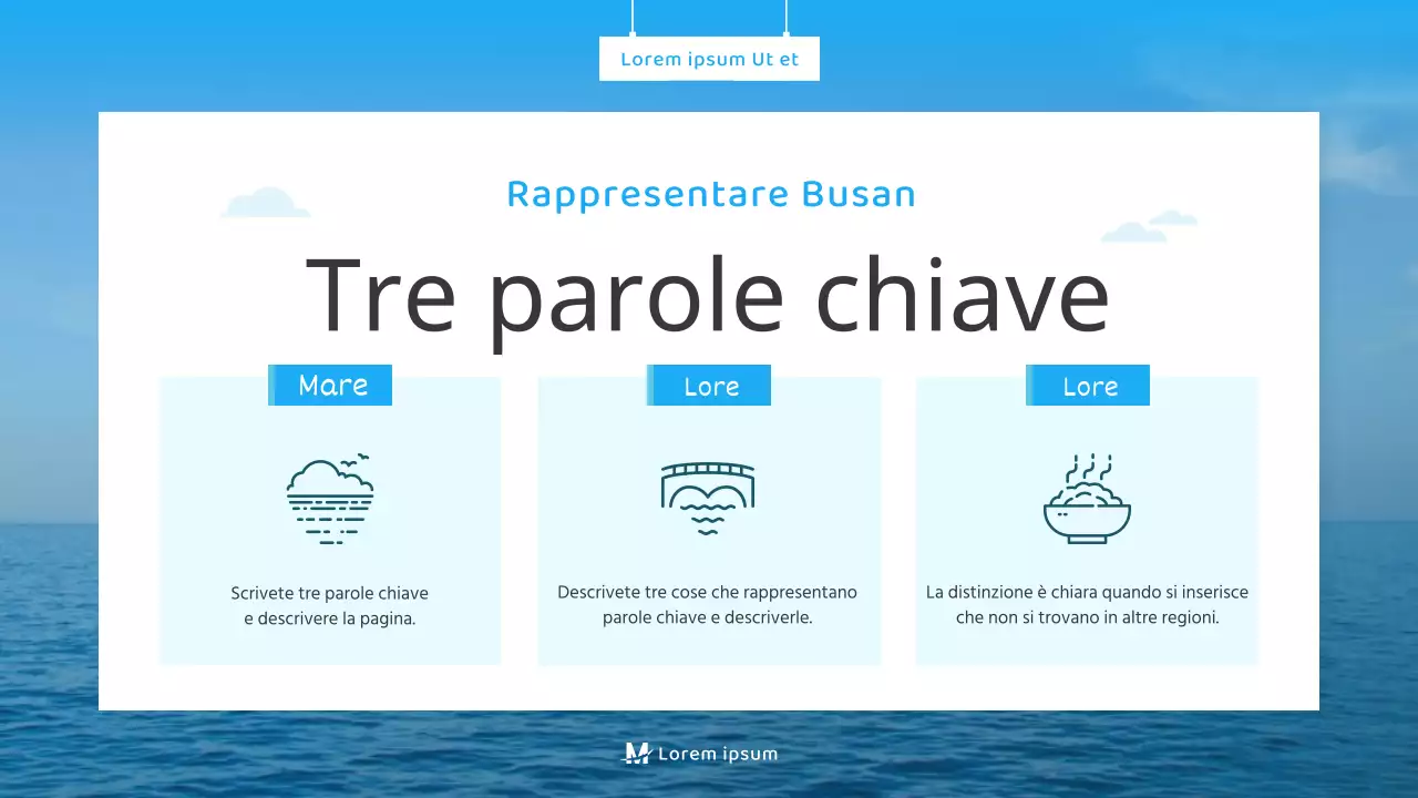 Una semplice guida turistica blu e bianca di Busan